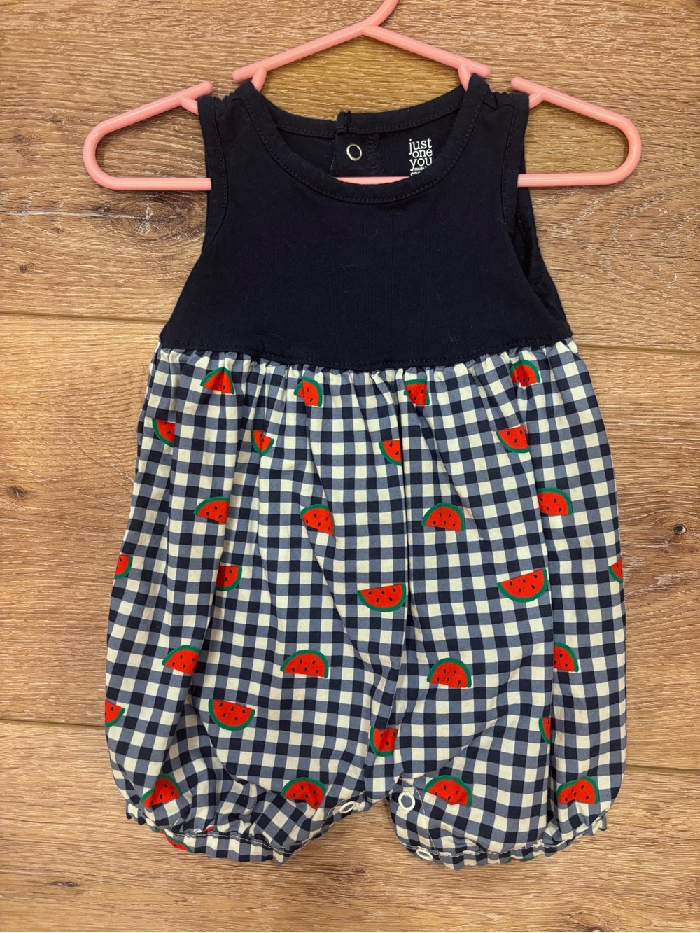 Carter's Navy Gingham Watermelon Baby Romper - 6 month